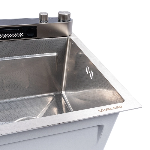 Мойка кухонная сатин Valeso Handmade "Водопад" (ДЕКОР) 75х45DF - Фото № 6