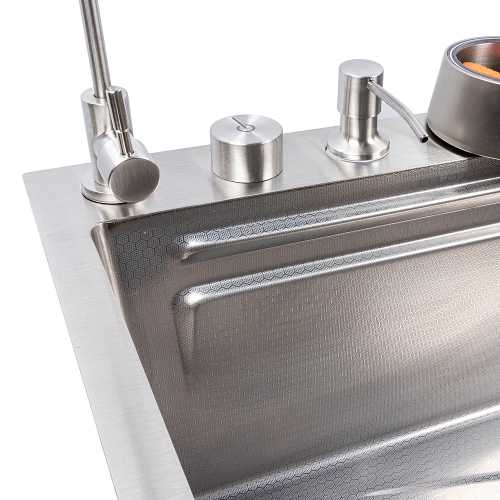 Мойка кухонная сатин Valeso Handmade "Водопад" (ДЕКОР) 75х45DF - Фото № 7