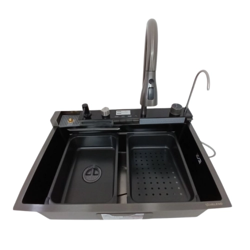 Kitchen Sink PVD black Valeso Handmade "Waterfall" (DECOR) 68x45M - Фото № 2
