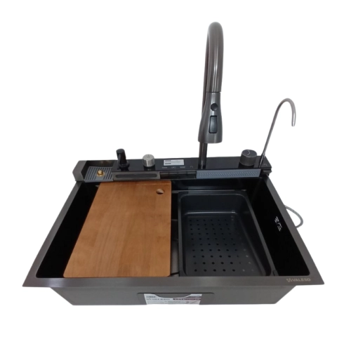 Kitchen Sink PVD black Valeso Handmade "Waterfall" (DECOR) 68x45M