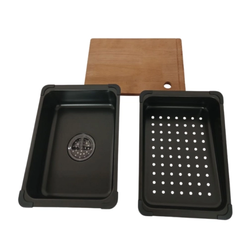 Kitchen Sink PVD black Valeso Handmade "Waterfall" (DECOR) 68x45M - Фото № 3