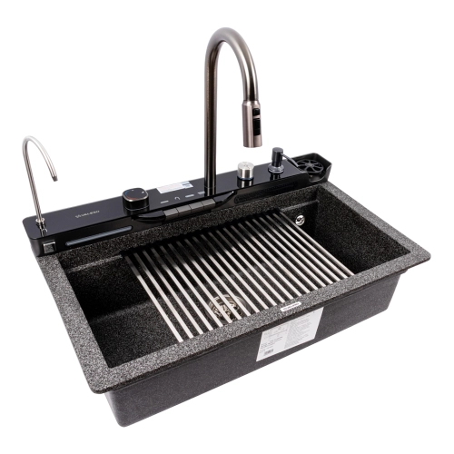 Гранитная мойка для кухни VALESO EVANORA 7546 матовая Графит - Фото № 1