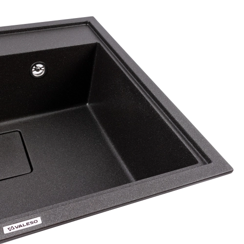 Гранитная мойка для кухни VALESO SHERLIT 6050 матовая Морион - Фото № 2