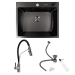 Set: VALESO Handmade 60*50 PVD Black Kitchen Sink + KN36 Faucet