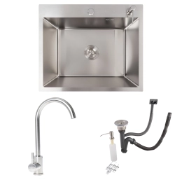 Set: VALESO Handmade 60*50 Stainless Steel Kitchen Sink + 56 NESP Faucet