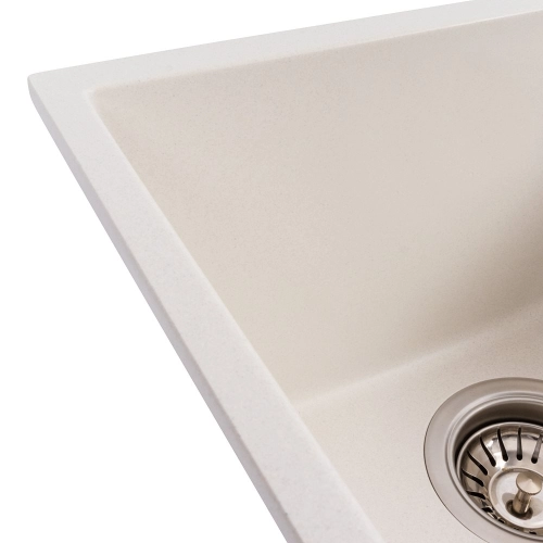 Гранитная мойка для кухни VALESO ROXY 3744 матовая Белоснежная - Фото № 3