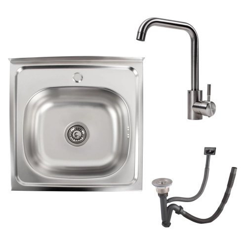 SET overlay sink 5050 SATIN 0.7/160 TM Valeso + mixer tap NS02A Valeso