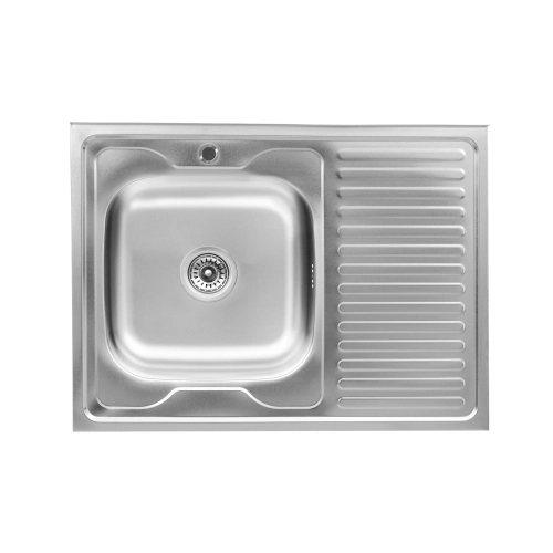 SET overlay sink 8060 SATIN 'L' 0.7/160 TM Valeso + 56 NESP kitchen mixer tap - Фото № 1
