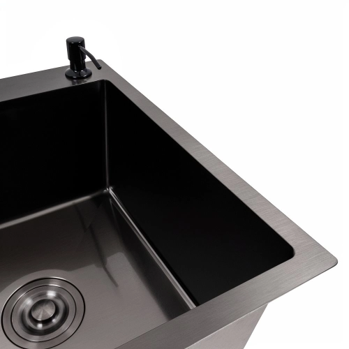 SET Valeso Handmade sink CM 65*50 R PVD black + mixer tap XK09B black - Фото № 3