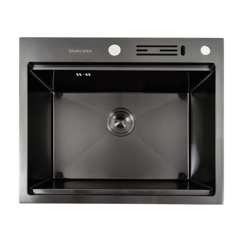 Кухонная мойка черная PVD 60х50 с подставкой для ножей