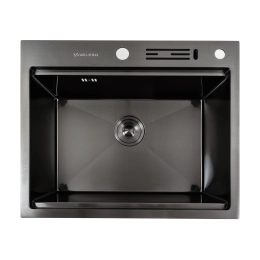 Кухонная мойка черная PVD 60х50 с подставкой для ножей