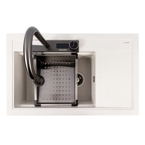 Гранитная мойка для кухни VALESO ATRUM 7950 матовая Белая в точку - Фото № 2