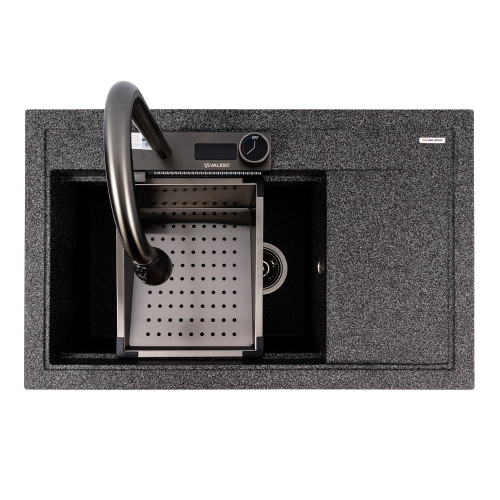 Гранитная мойка для кухни VALESO ATRUM 7950 матовая Графит - Фото № 2