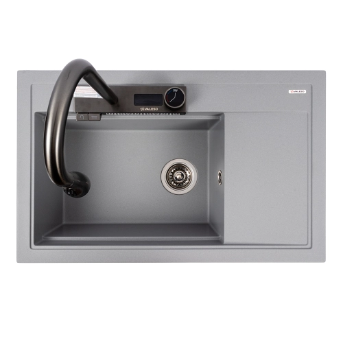 Гранитная мойка для кухни VALESO ATRUM 7950 матовая Серый металлик
