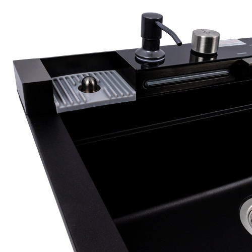 Гранитная мойка для кухни VALESO IRENA 6846 матовая Черная - Фото № 5