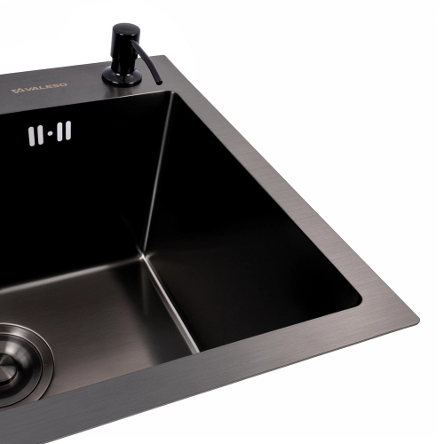 Kitchen sink 50*40 PVD black Valeso Handmade (3,0/0,8) - Фото № 2