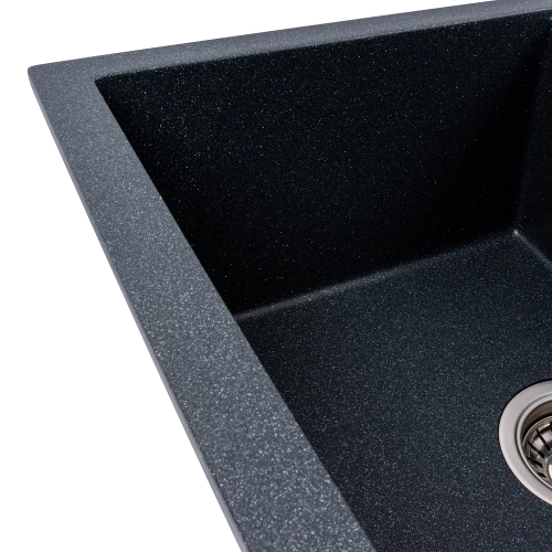 Гранитная кухонная мойка Valeso 5850 REYNA матовая антрацит - Фото № 3