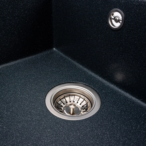 Гранитная кухонная мойка Valeso 5850 REYNA матовая антрацит - Фото № 4