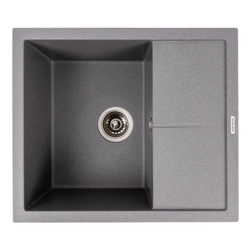 Гранитная кухонная мойка Valeso 5850 REYNA матовая с сушкой, серый муссон