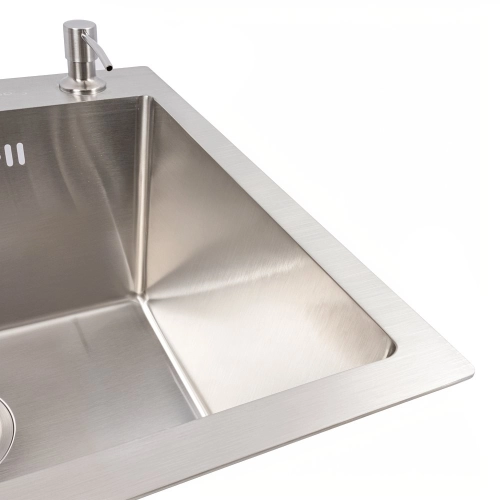 Кухонная мойка 50*45 нержавейка VALESO Handmade (3,0/1,5) - Фото № 2