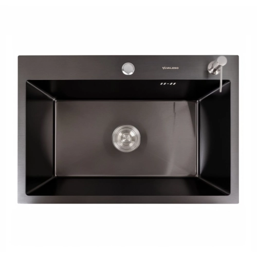 Кухонная мойка 65*45 PVD черная VALESO Handmade (3,0/1,5)