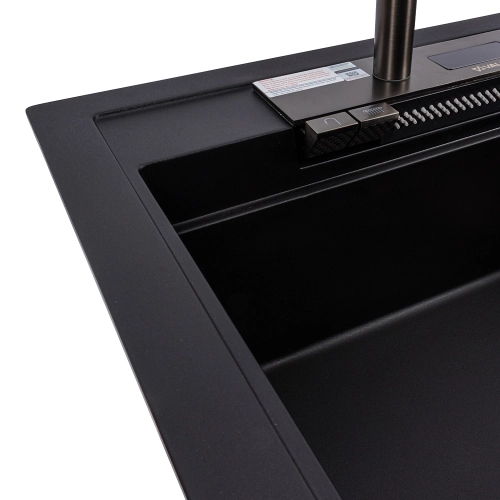 Гранитная мойка для кухни VALESO ATRUM 7950 матовая Черная - Фото № 5