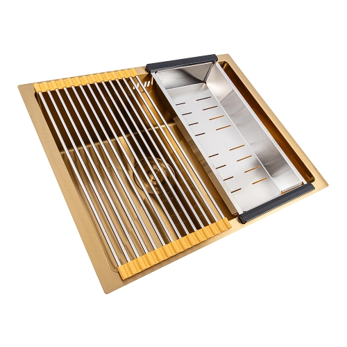 Кухонная мойка Valeso Handmade CM 54*44 Workstation золото PVD, монтаж под столешницу - Фото № 1