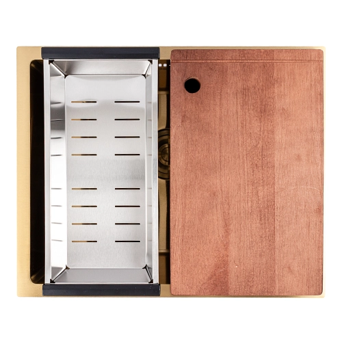 Кухонная мойка Valeso Handmade CM 54*44 Workstation золото PVD, монтаж под столешницу - Фото № 4