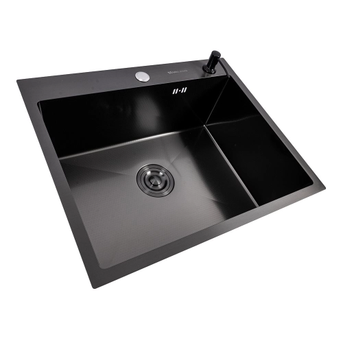 Кухонная мойка 60*50 PVD черная VALESO Handmade DECOR (3,0/0,8) - Фото № 1