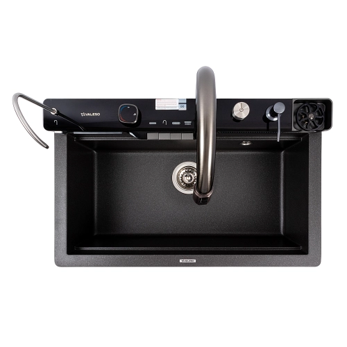 Кухонная мойка гранитная 7546 EVANORA матовая (морион) VALESO - Фото № 3