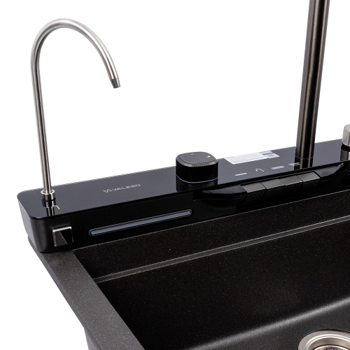 Кухонная мойка гранитная 7546 EVANORA матовая (морион) VALESO - Фото № 5