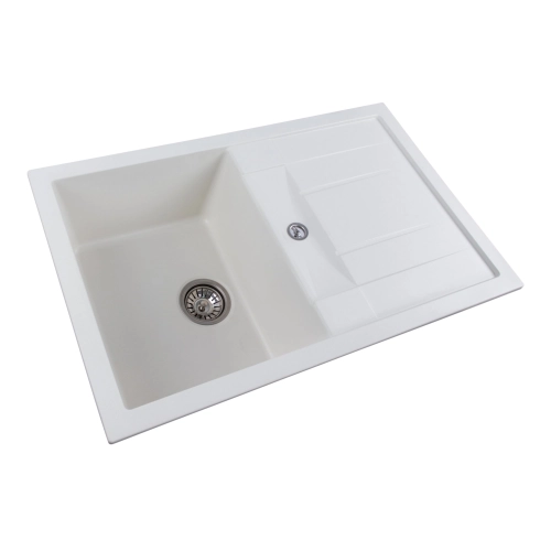Granite sink for kitchen of VALESO 7850 TROYA opaque Snow-white - Фото № 3