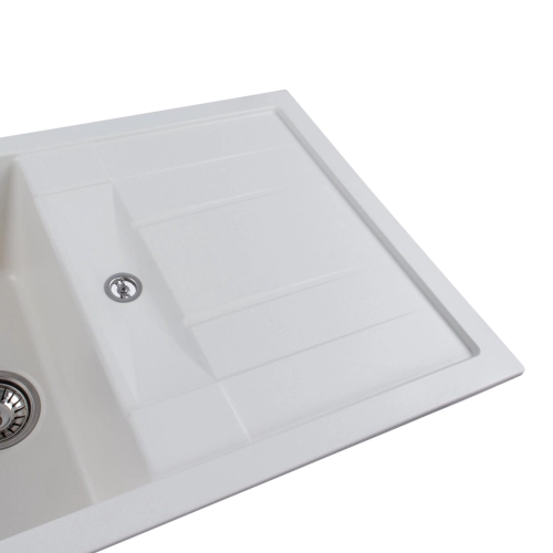 Granite sink for kitchen of VALESO 7850 TROYA opaque Snow-white - Фото № 4