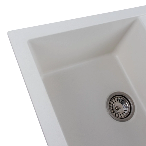 Granite sink for kitchen of VALESO 7850 TROYA opaque Snow-white - Фото № 5