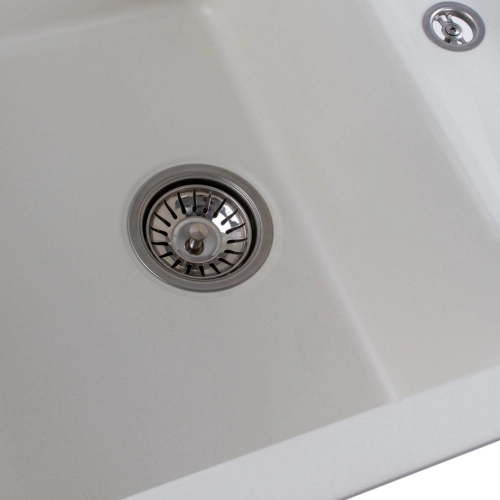 Granite sink for kitchen of VALESO 7850 TROYA opaque Snow-white - Фото № 6