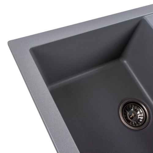Гранитная мойка для кухни VALESO 7850 TROYA матовая Серый металлик - Фото № 5