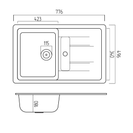 Гранитная мойка для кухни VALESO 7850 TROYA матовая Серый металлик