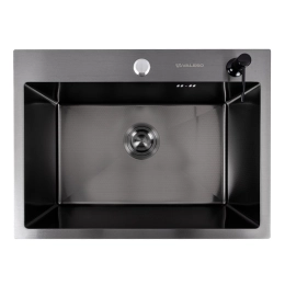 Кухонная мойка 58*43 PVD черная VALESO Handmade DECOR (сифон, дозатор, 3.0/0.8)