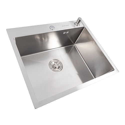 Кухонная мойка 60*50 нержавейка VALESO Handmade DECOR (сифон, дозатор, крепления, 3,0/0,8) - Фото № 1