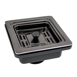 Верхняя квадратная часть сифона VALESO под мойку Handmade (PVD черная)