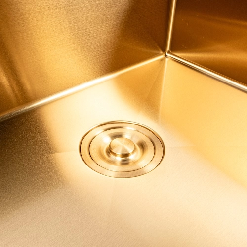 Кухонная мойка нержавеющая сталь PVD Gold для кухни VALESO 60*50 Handmade 3.0/0.8 - Фото № 4