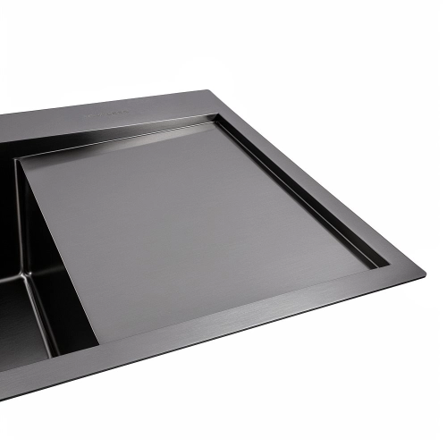 Кухонная мойка PVD черная VALESO CM 78*43 L Handmade (3.0/0.8) - Фото № 1