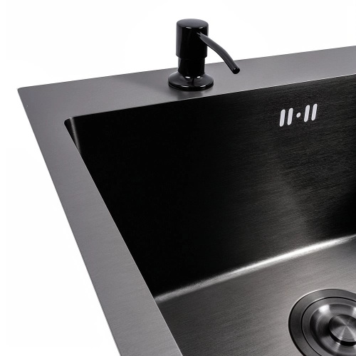 Кухонная мойка PVD черная VALESO CM 78*43 L Handmade (3.0/0.8) - Фото № 4