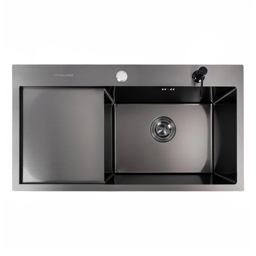 Кухонная мойка PVD черная VALESO CM 78*43 R Handmade - Фото № 1