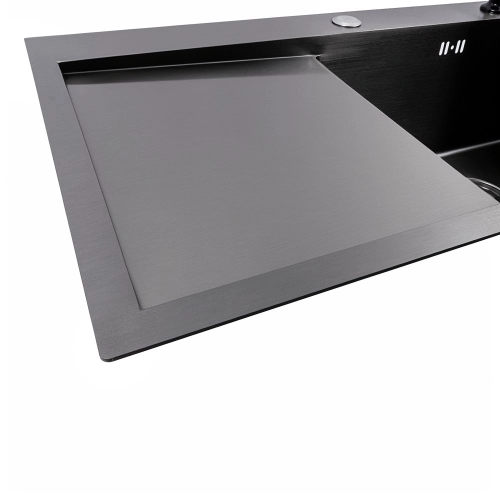 Кухонная мойка PVD черная VALESO CM 78*43 R Handmade - Фото № 3
