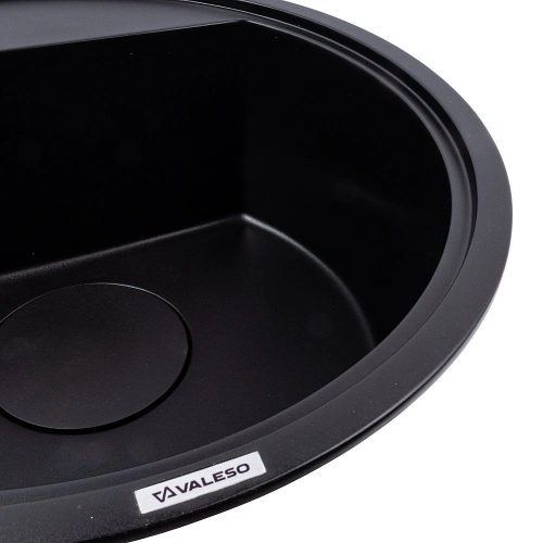 Granite sink VALESO 510 RINA, matte, black - Фото № 2