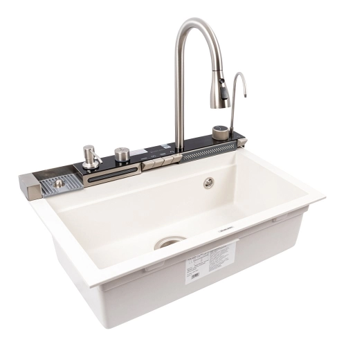 Granite sink VALESO 6846 IRENA, matte, snow-white - Фото № 2