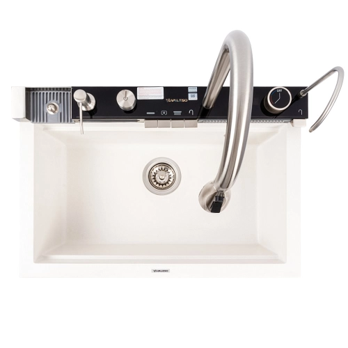 Granite sink VALESO 6846 IRENA, matte, snow-white - Фото № 3