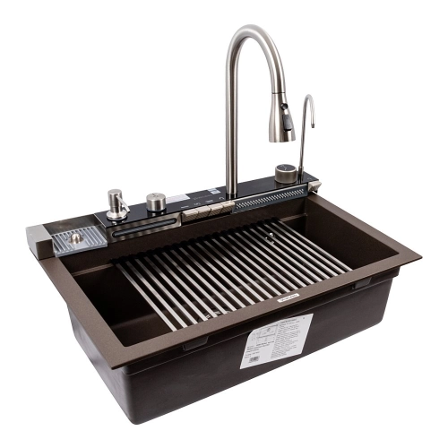 Granite sink VALESO 6846 IRENA, matte, dark rock - Фото № 1