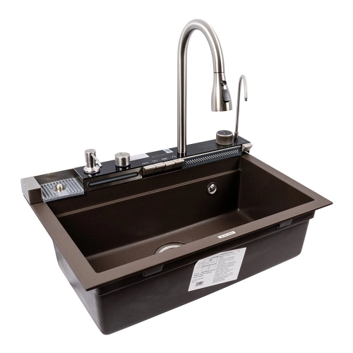 Granite sink VALESO 6846 IRENA, matte, dark rock - Фото № 2